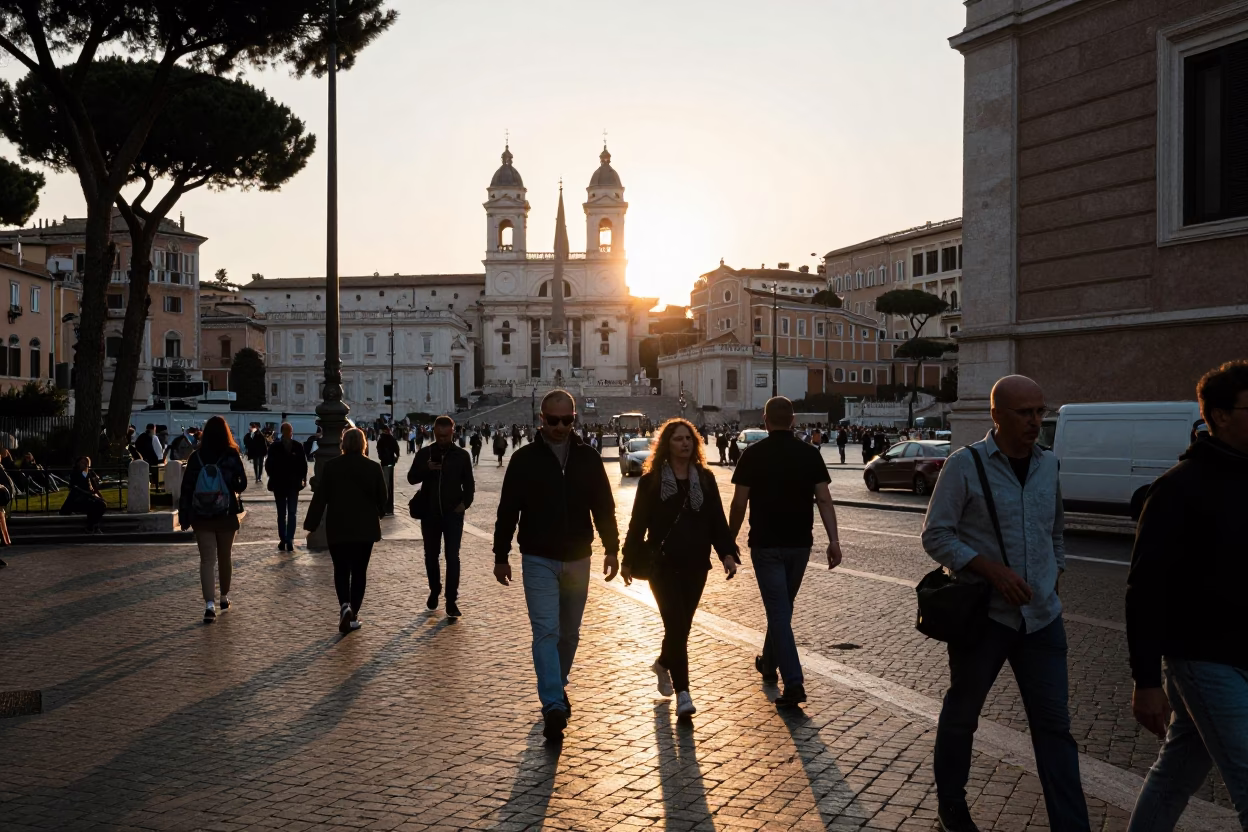 Late Afternoon in Rome at The Late Afternoon Light in in Rome, Italy