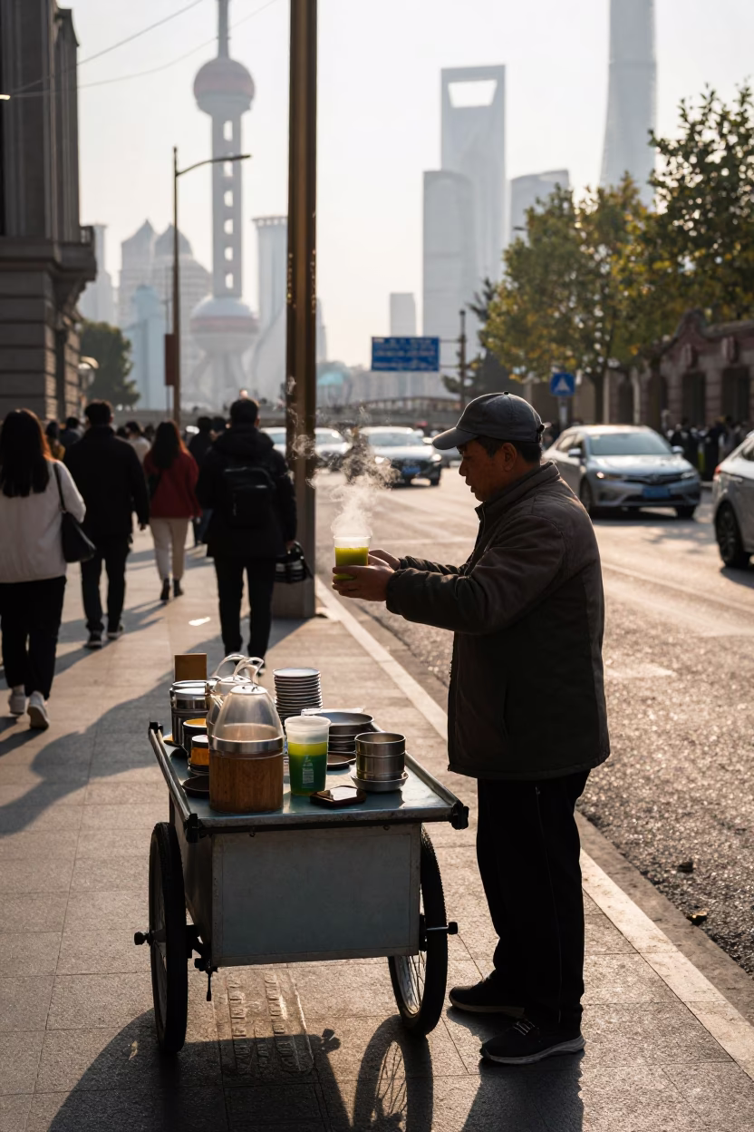 Late Afternoon in Shanghai at Clear Late-afternoon Light in in Shanghai, China