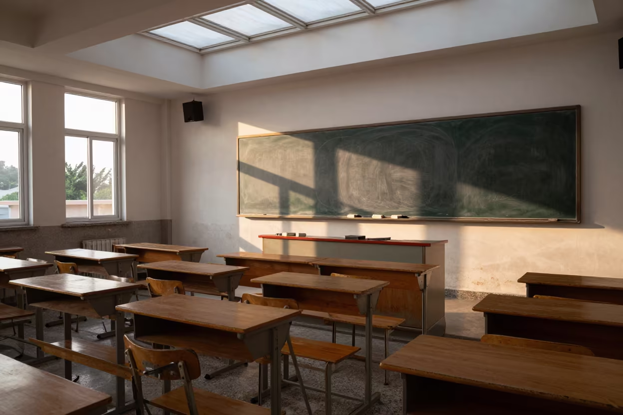 Late Afternoon Light in Belas Lecture Hall in in a lecture hall before the crowd arrives in Belas