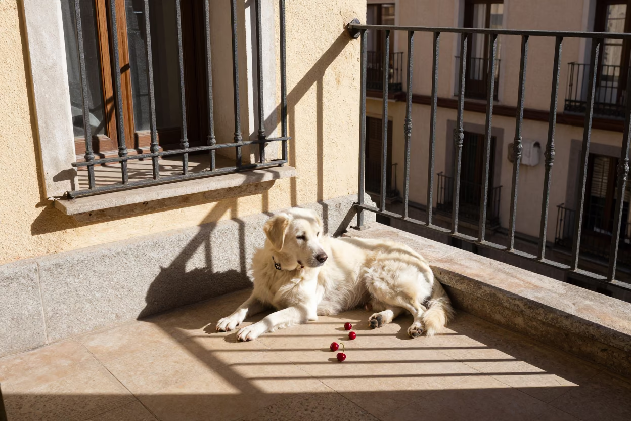 Late Afternoon Light on Cherries in in Madrid, Spain