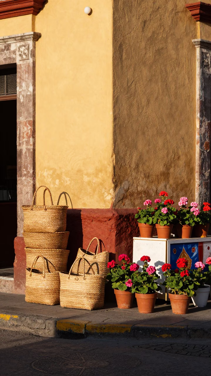 Late Afternoon Light on Geraniums in Oaxaca in in Oaxaca, Mexico