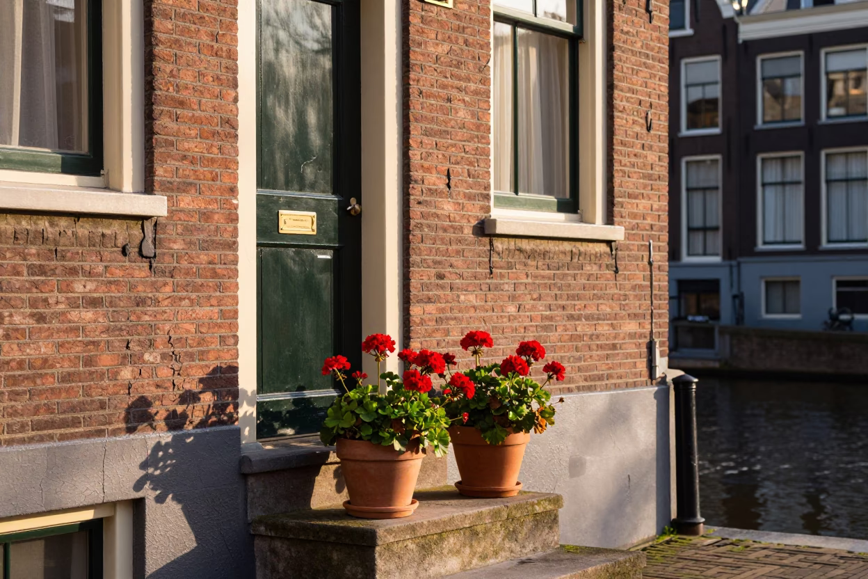Late Afternoon Light on House Exterior in Amsterdam in in Amsterdam, Netherlands