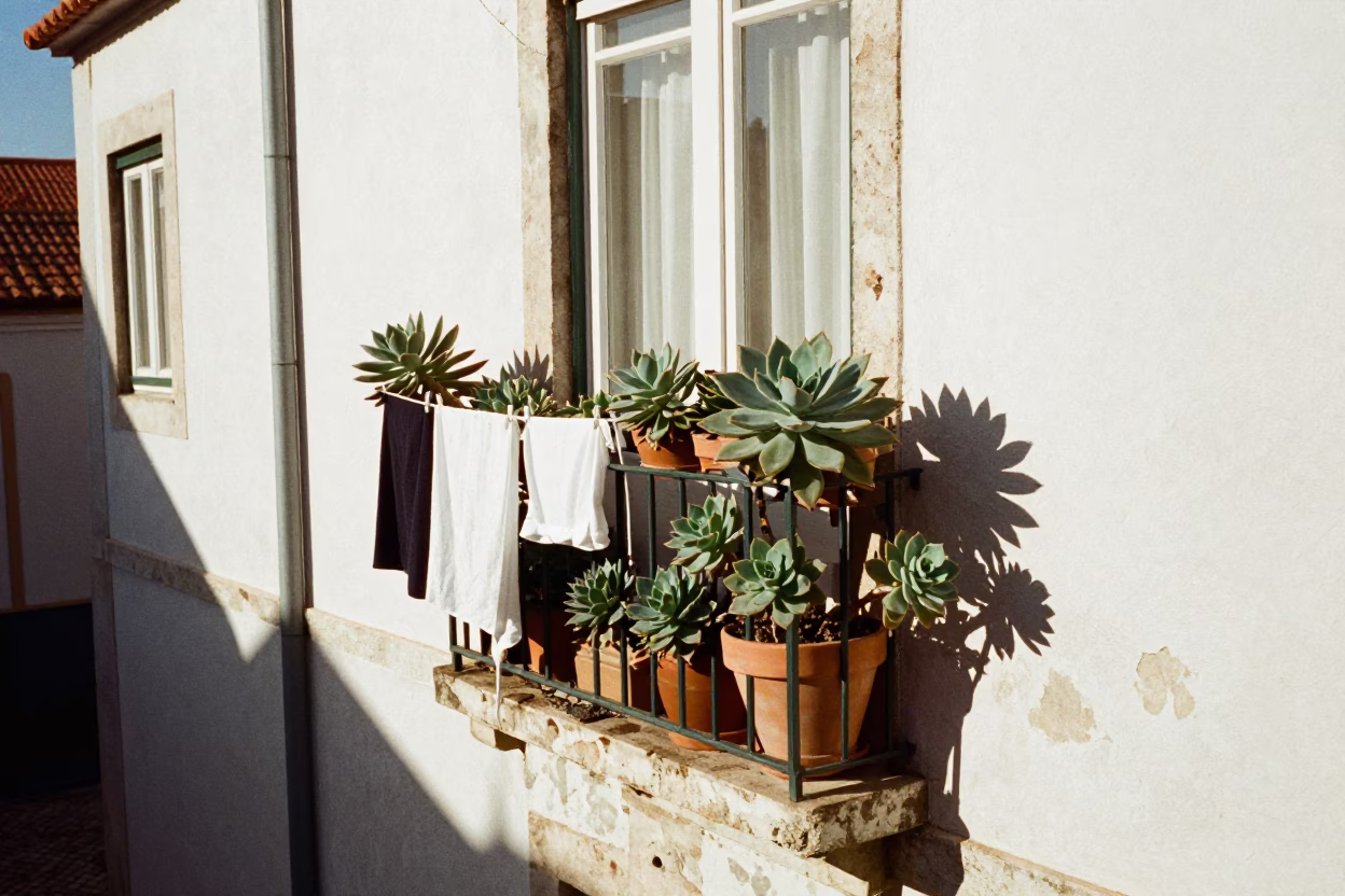 Late Afternoon Light on Laundry in Lisbon in in Lisbon, Portugal