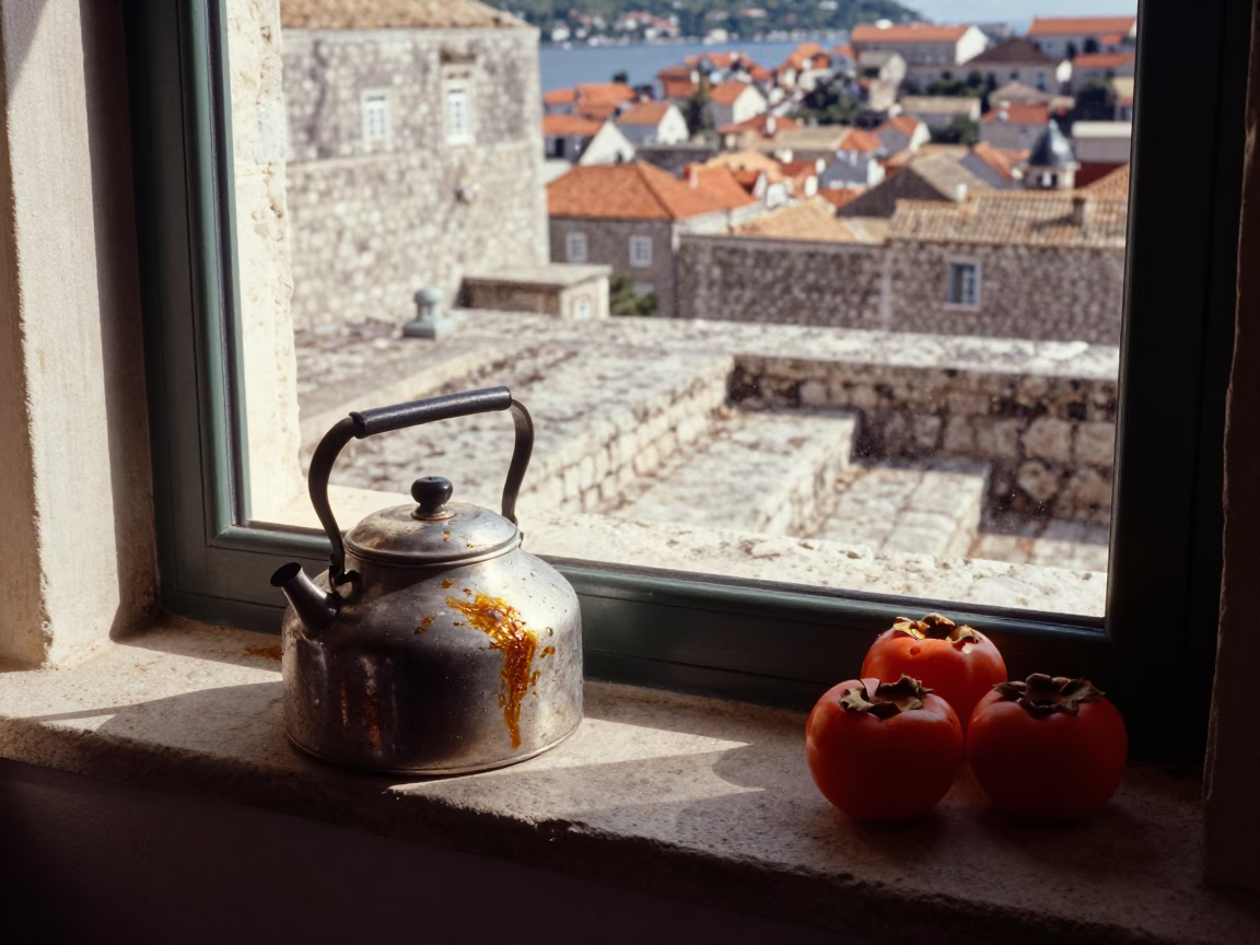 Late Afternoon Light on Persimmons in in Dubrovnik, Croatia