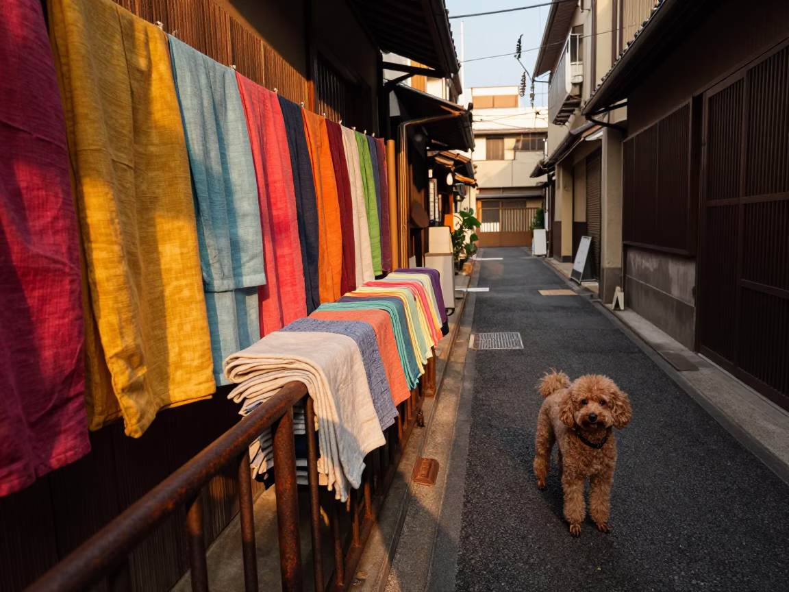 Late Afternoon Light on Poodle in in Fukuoka, Japan