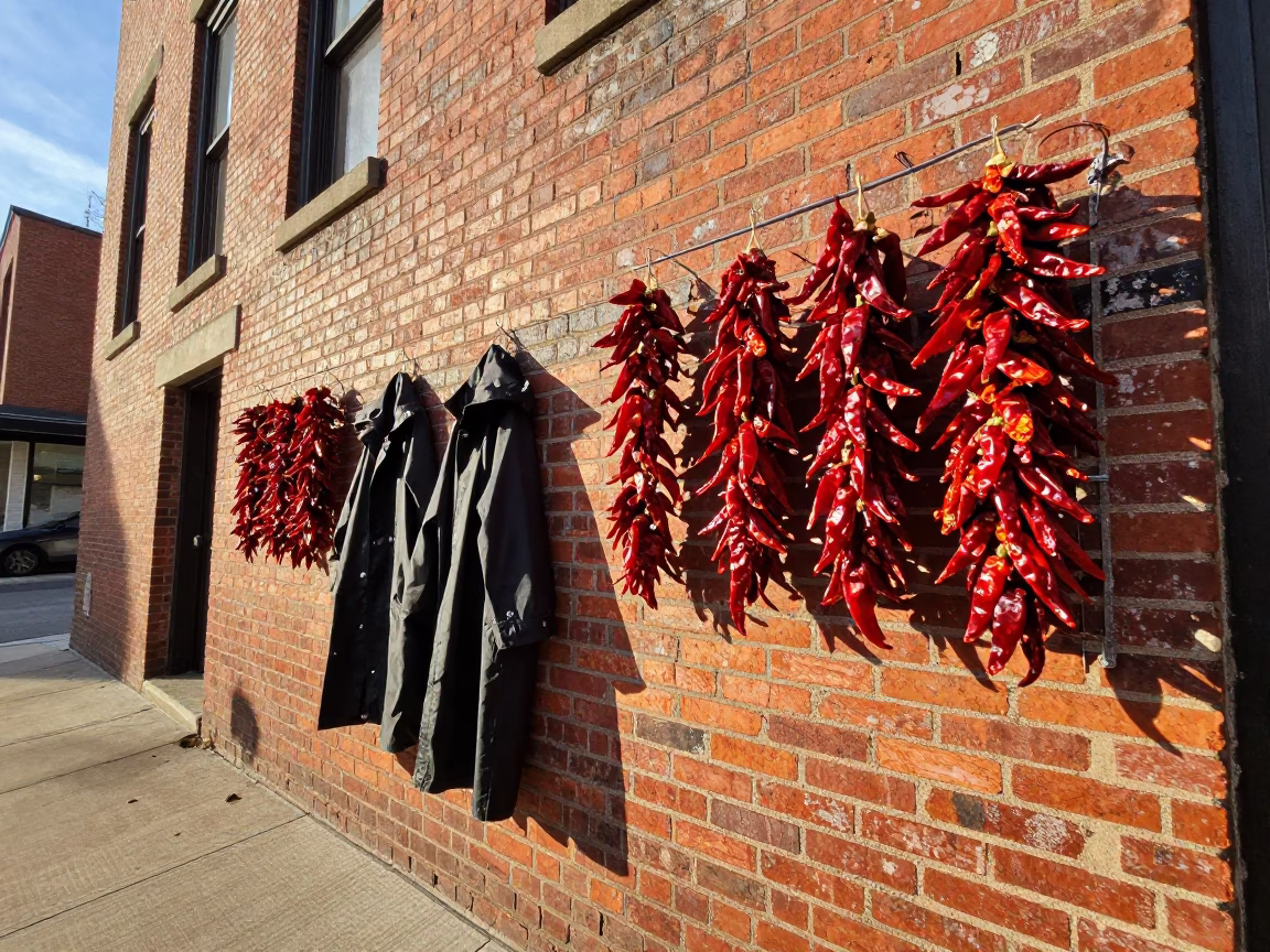 Late Afternoon Light on Raincoats in in Chicago, Illinois, United States
