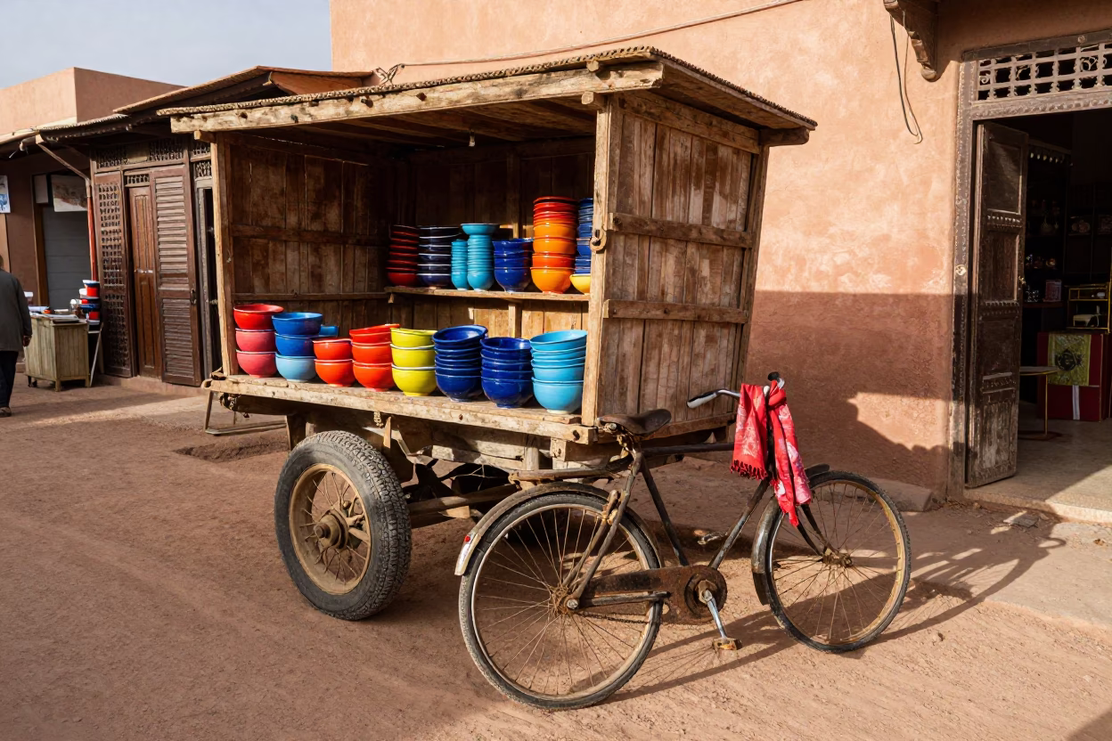 Late Afternoon Light on Souk Stall in Marrakech in in Marrakech, Morocco