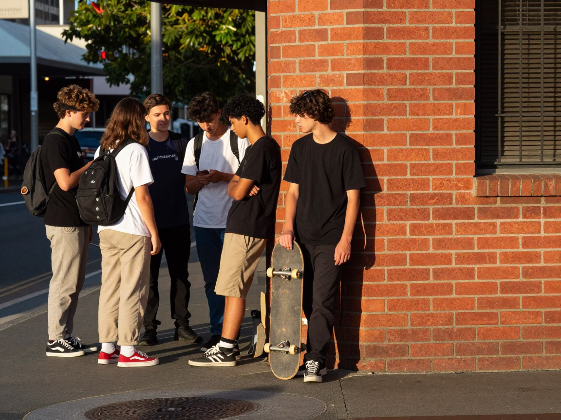 Late Afternoon Light on Street Corner in Perth in in Perth, Western Australia, Australia