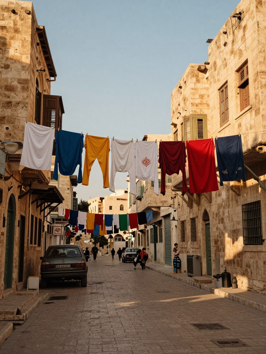 Late Afternoon Light on Street Scene in Amman in in Amman, Jordan