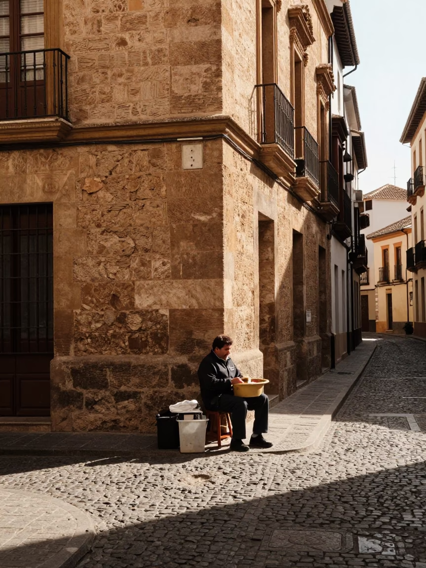Late Afternoon Light on Street Scene in Granada in in Granada, Spain