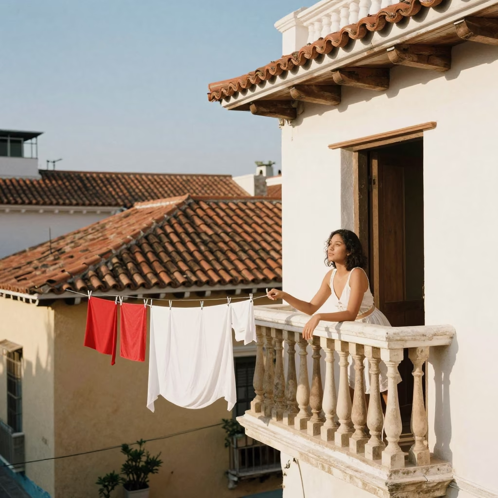 Late Afternoon Light on Woman in in Cartagena, Colombia