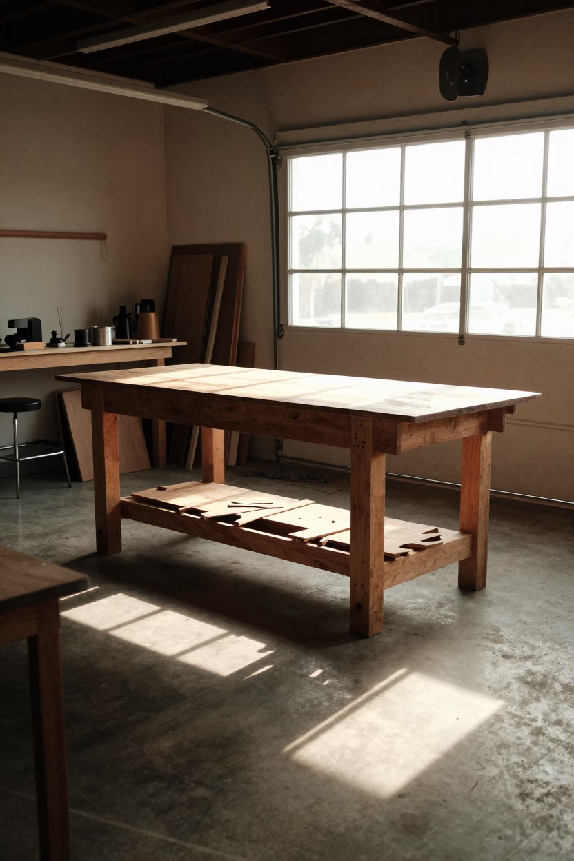 Late Afternoon Light on Workshop Interior in San Diego in in San Diego, California, United States