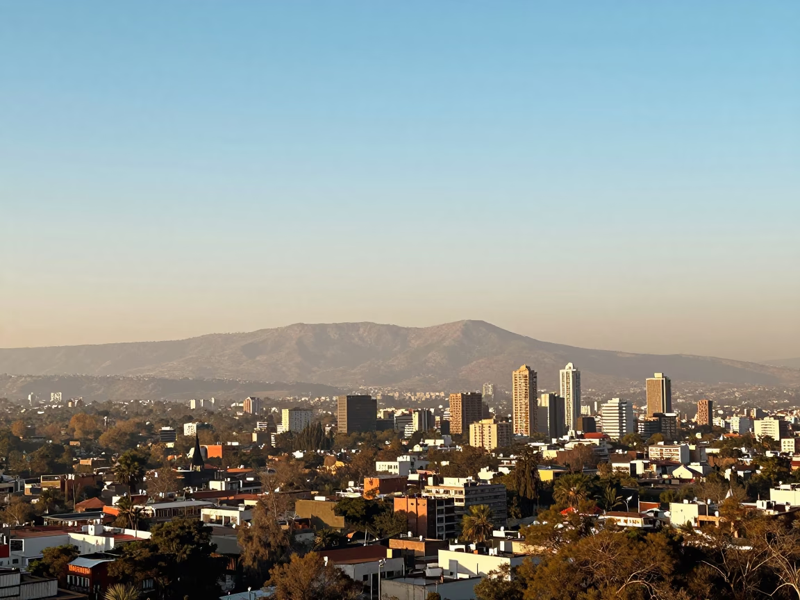 Late Afternoon Mexico City Landscape Horizon Shot with Urban Details in in Mexico City, Mexico