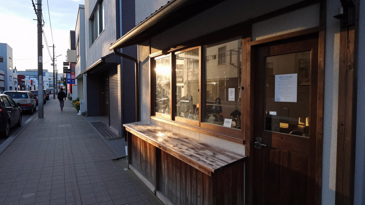 Late Afternoon Sapporo Street Scene with Window Light and Local Life in in Sapporo, Japan
