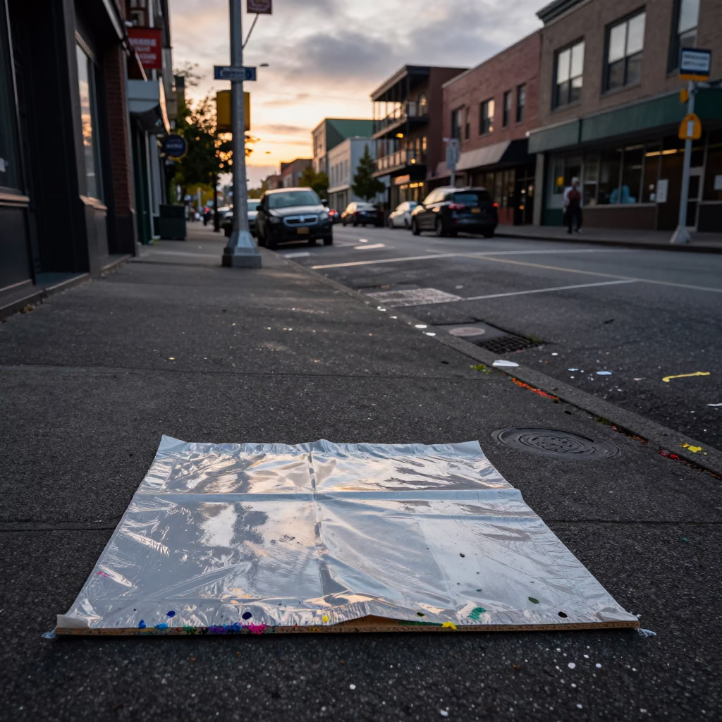 Late Afternoon Seattle Street Scene with Paint Flecks and Urban Details in in Seattle, Washington, United States