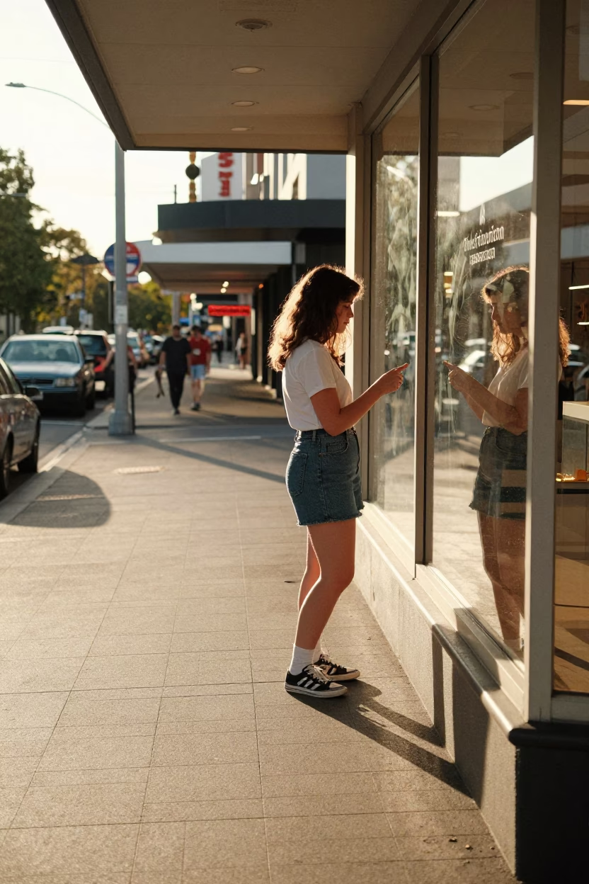 Late Afternoon Street Scene in Adelaide South Australia with Vintage 1990s Aesthetic in in Adelaide, South Australia, Australia