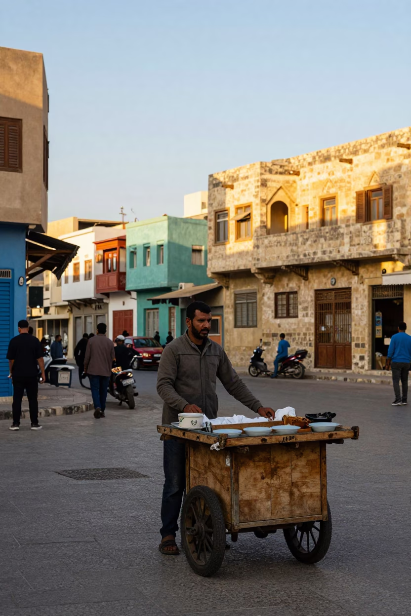 Late Afternoon Street Scene in Alexandria Egypt with Colorful Local Life and Historic Architecture in in Alexandria, Egypt