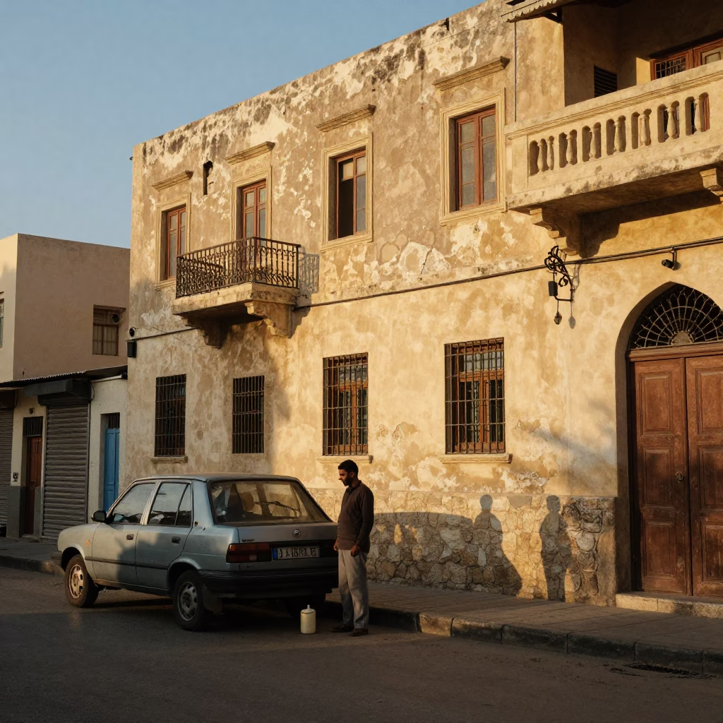 Late Afternoon Street Scene in Alexandria Egypt with Local Vendor and Handkerchief in in Alexandria, Egypt