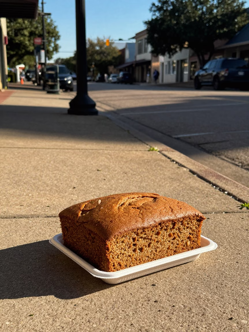 Late Afternoon Street Scene in Austin Texas with Rye Bread Dessert and Blueberries in in Austin, Texas, United States