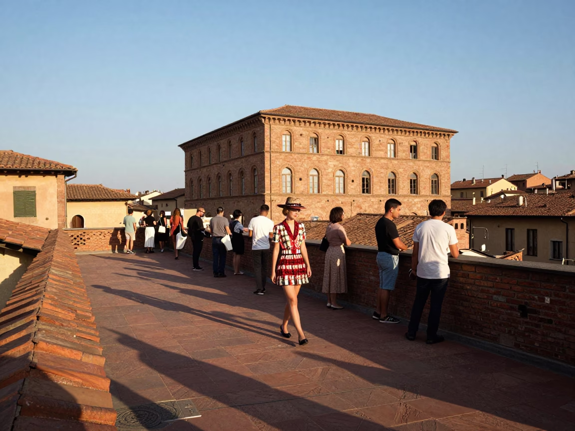 Late Afternoon Street Scene in Bologna Italy with Vintage Fashion and Local Architecture in in Bologna, Italy