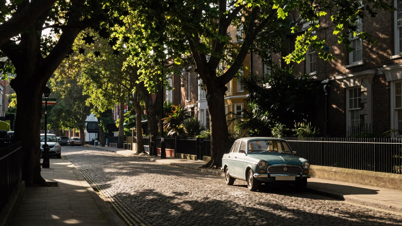 Late Afternoon Street Scene in Bristol UK with Vintage Elements in in Bristol, United Kingdom