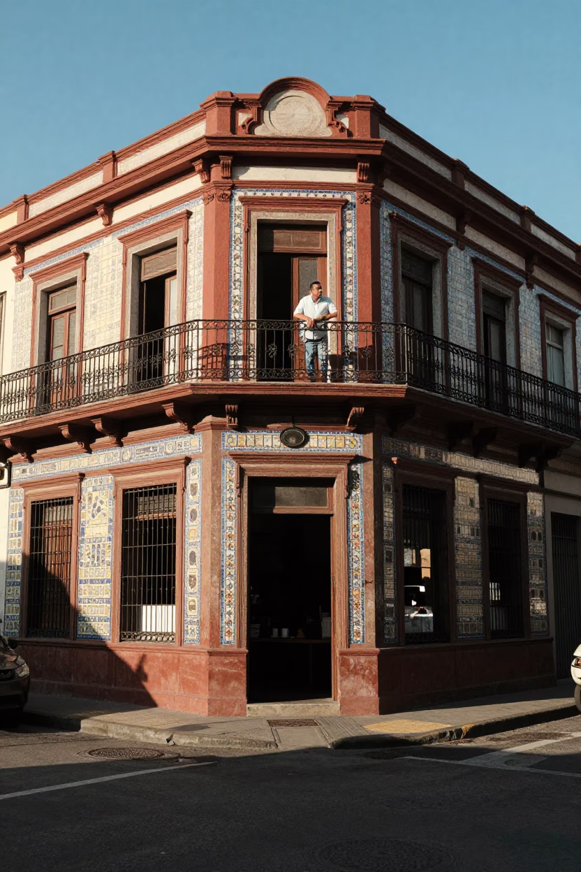 Late Afternoon Street Scene in Buenos Aires Argentina with Vintage Details in in Buenos Aires, Argentina