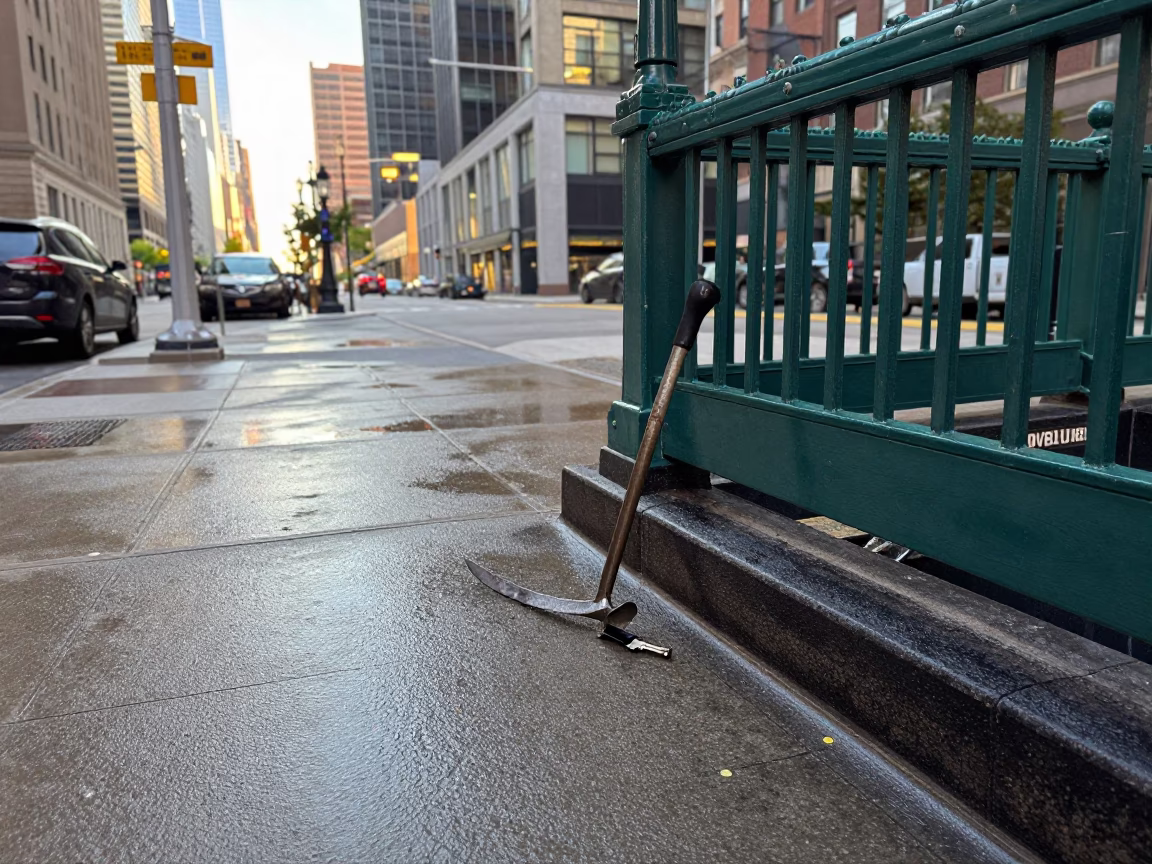Late Afternoon Street Scene in Chicago Illinois with Crowbar and Key Blank in in Chicago, Illinois, United States