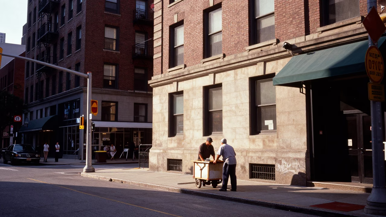 Late Afternoon Street Scene in Chicago Illinois with Rolling Carts and Urban Architecture in in Chicago, Illinois, United States