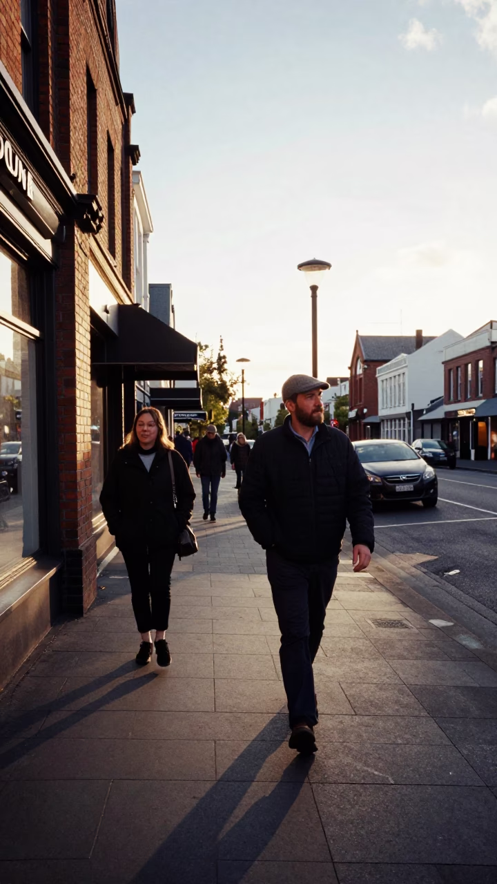 Late Afternoon Street Scene in Christchurch New Zealand with Local Pedestrians in in Christchurch, New Zealand