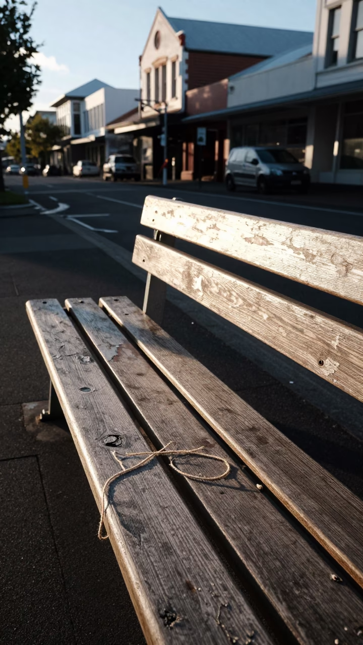 Late Afternoon Street Scene in Christchurch New Zealand with Twine and Peeling Paint in in Christchurch, New Zealand