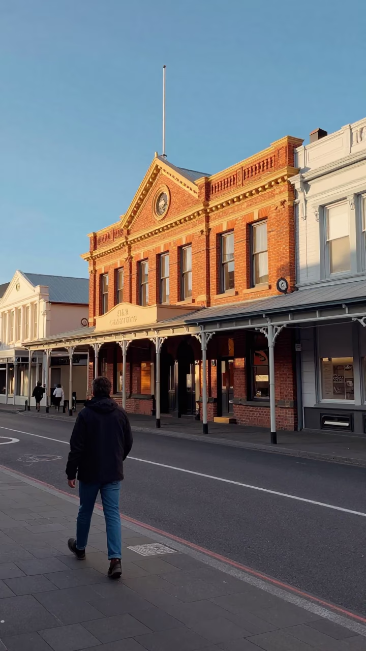 Late Afternoon Street Scene in Christchurch New Zealand with Vintage Elements in in Christchurch, New Zealand