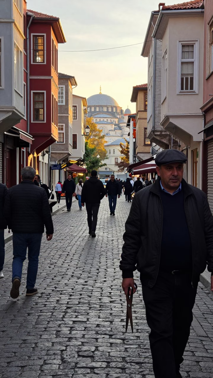 Late Afternoon Street Scene in Istanbul Turkey with Local Details and Urban Life in in Istanbul, Turkey