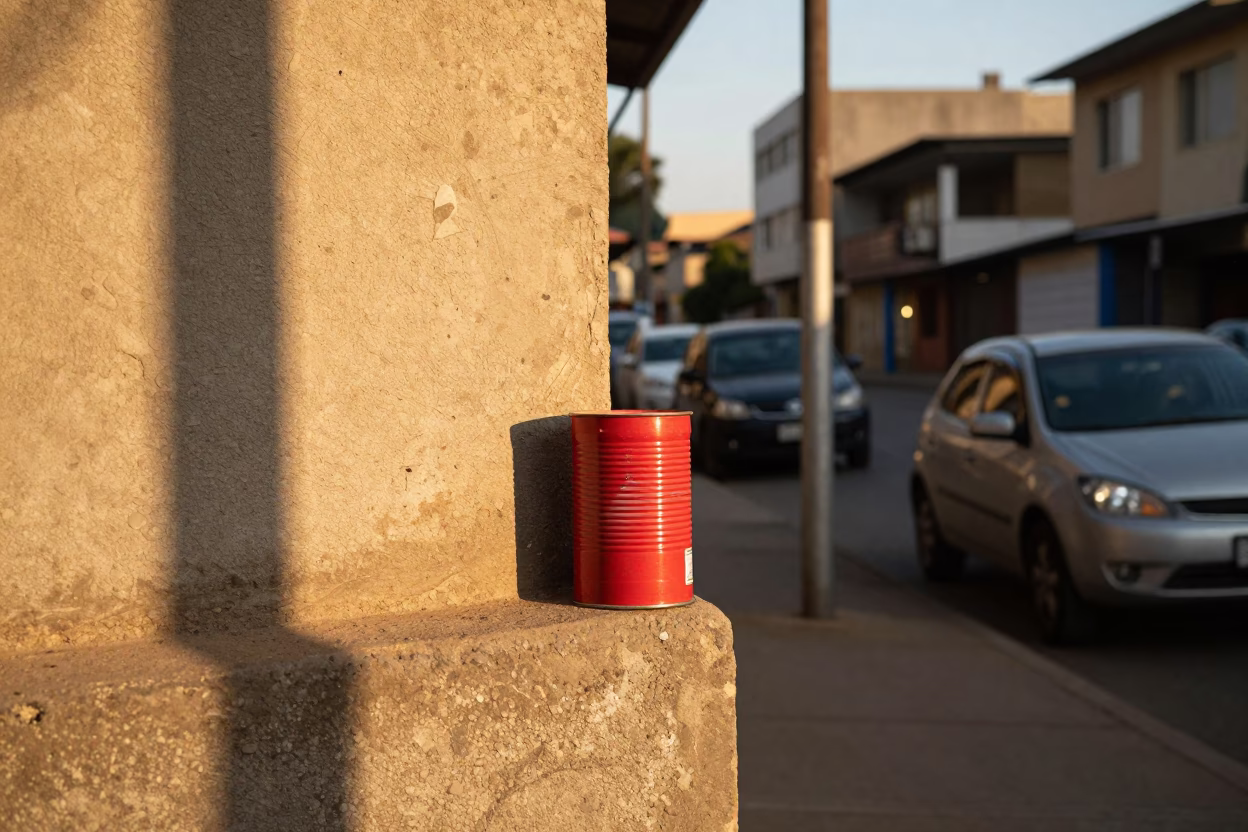 Late Afternoon Street Scene in Johannesburg South Africa with Coffee Tin and Blueberries in in Johannesburg, South Africa