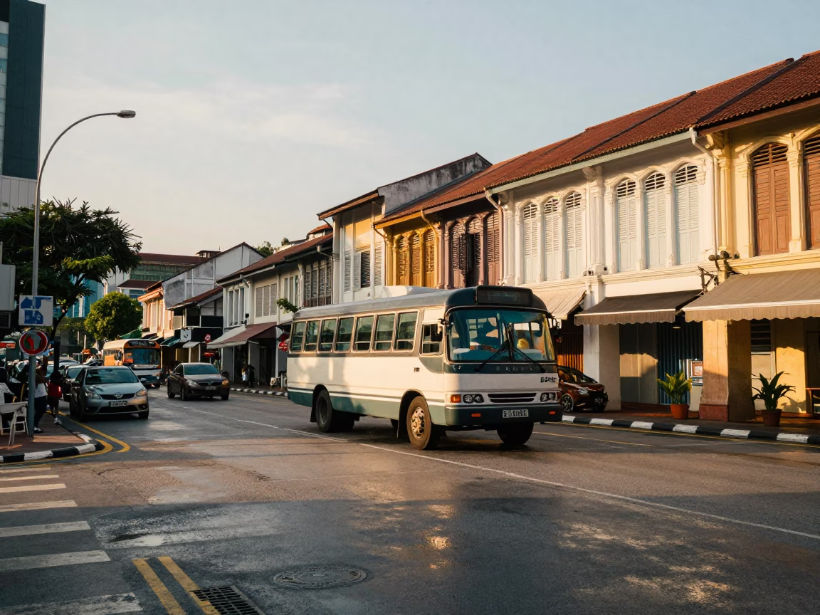 Late Afternoon Street Scene in Kuala Lumpur Malaysia with Traditional Transport and Local Life in in Kuala Lumpur, Malaysia