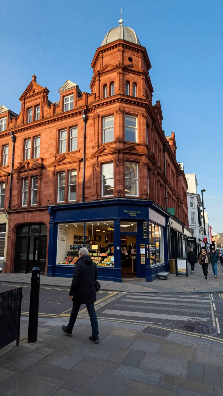 Late Afternoon Street Scene in Liverpool UK with Urban Details and Pedestrian Activity in in Liverpool, United Kingdom