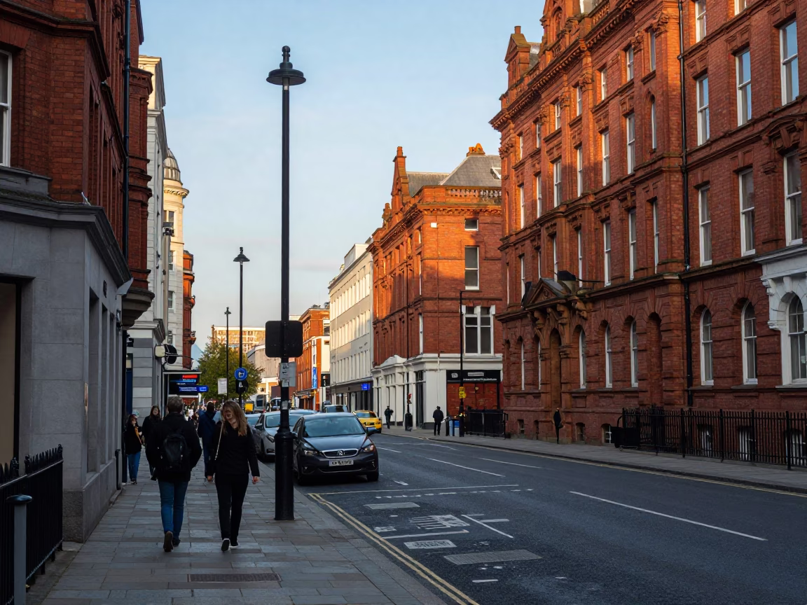 Late Afternoon Street Scene in Liverpool United Kingdom with Local Life in in Liverpool, United Kingdom