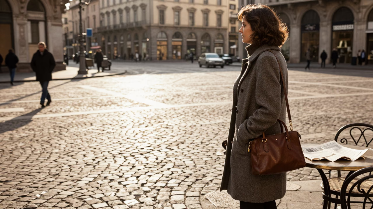 Late Afternoon Street Scene in Milan Italy with Vintage 1980s Elements in in Milan, Italy
