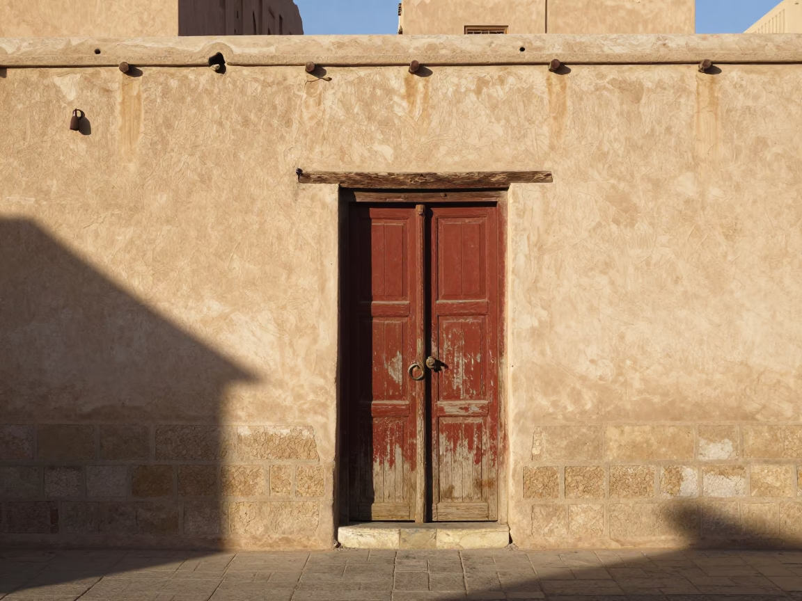 Late Afternoon Street Scene in Muscat Oman with Traditional Architecture and Local Details in in Muscat, Oman