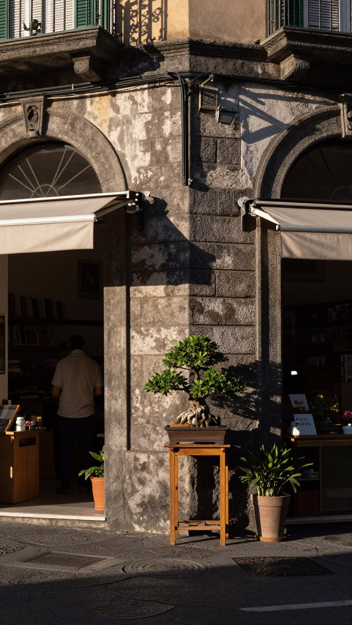 Late Afternoon Street Scene in Naples Italy with Local Shop Details and Urban Life in in Naples, Italy