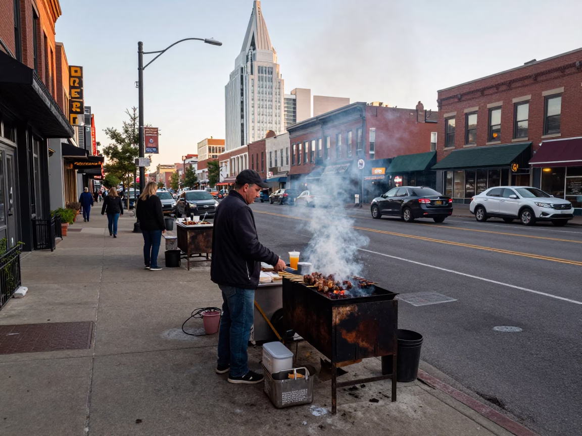 Late Afternoon Street Scene in Nashville Tennessee with Local Details in in Nashville, Tennessee, United States