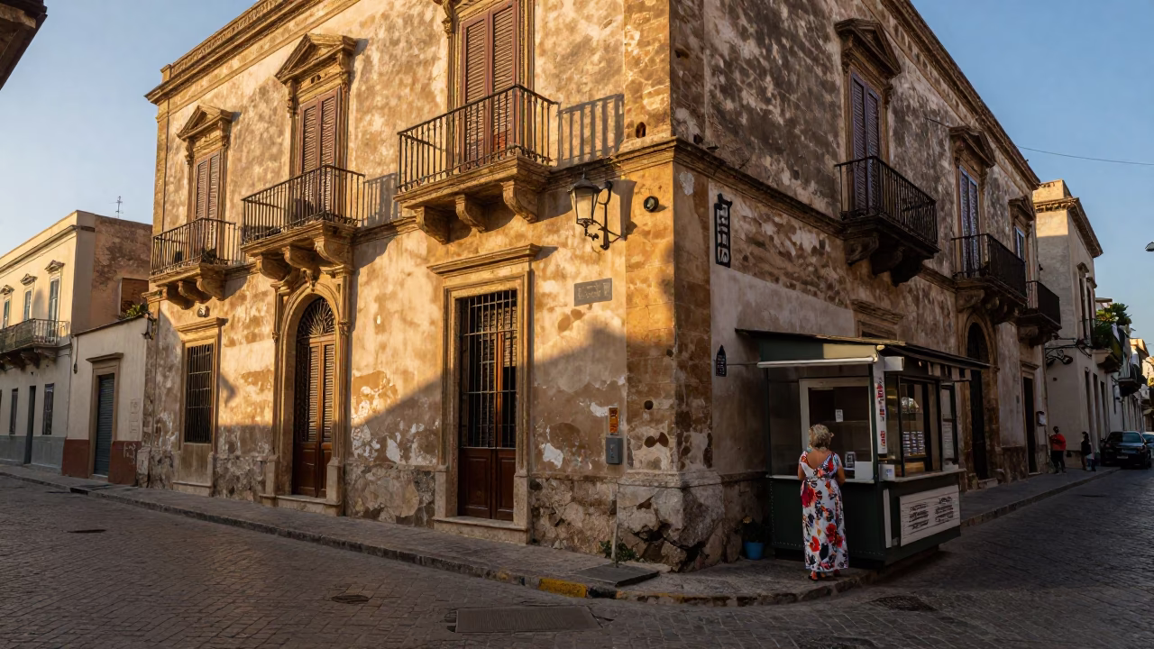 Late Afternoon Street Scene in Palermo Italy with Traditional Architecture and Daily Life in in Palermo, Italy