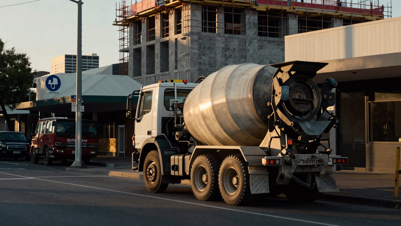 Late Afternoon Street Scene in Perth Western Australia with Construction and Local Market Elements in in Perth, Western Australia, Australia