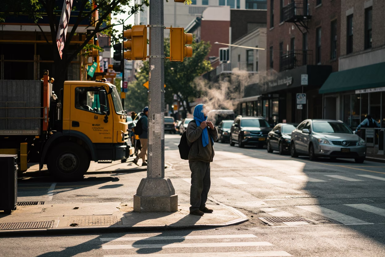 Late Afternoon Street Scene in Philadelphia Pennsylvania with Construction and Urban Details in in Philadelphia, Pennsylvania, United States