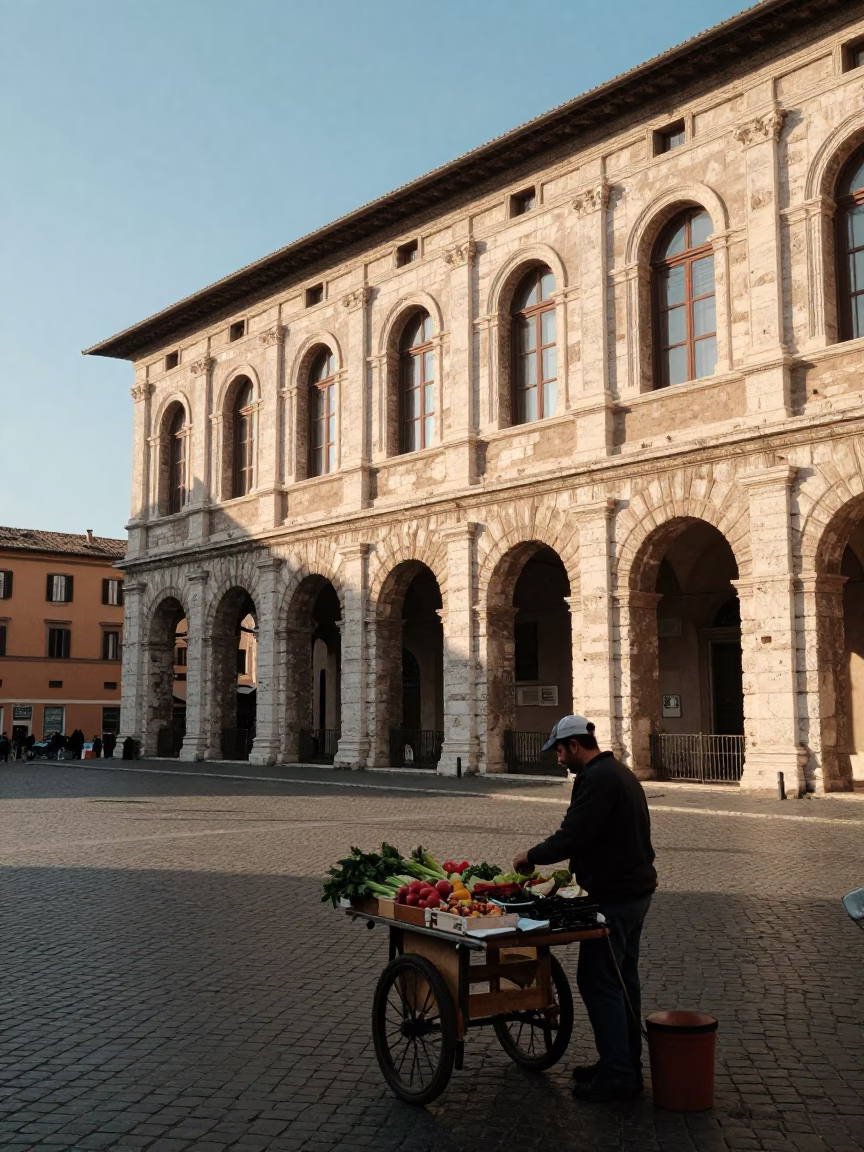 Late Afternoon Street Scene in Rome Italy with Stone Architecture and Local Life in in Rome, Italy