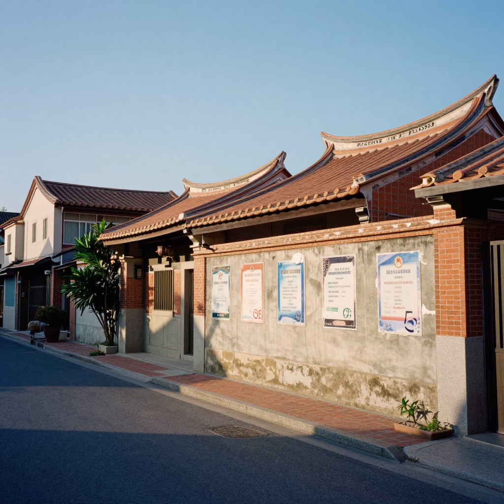 Late Afternoon Street Scene in Tainan Taiwan with Traditional Architecture and Local Life in in Tainan, Taiwan