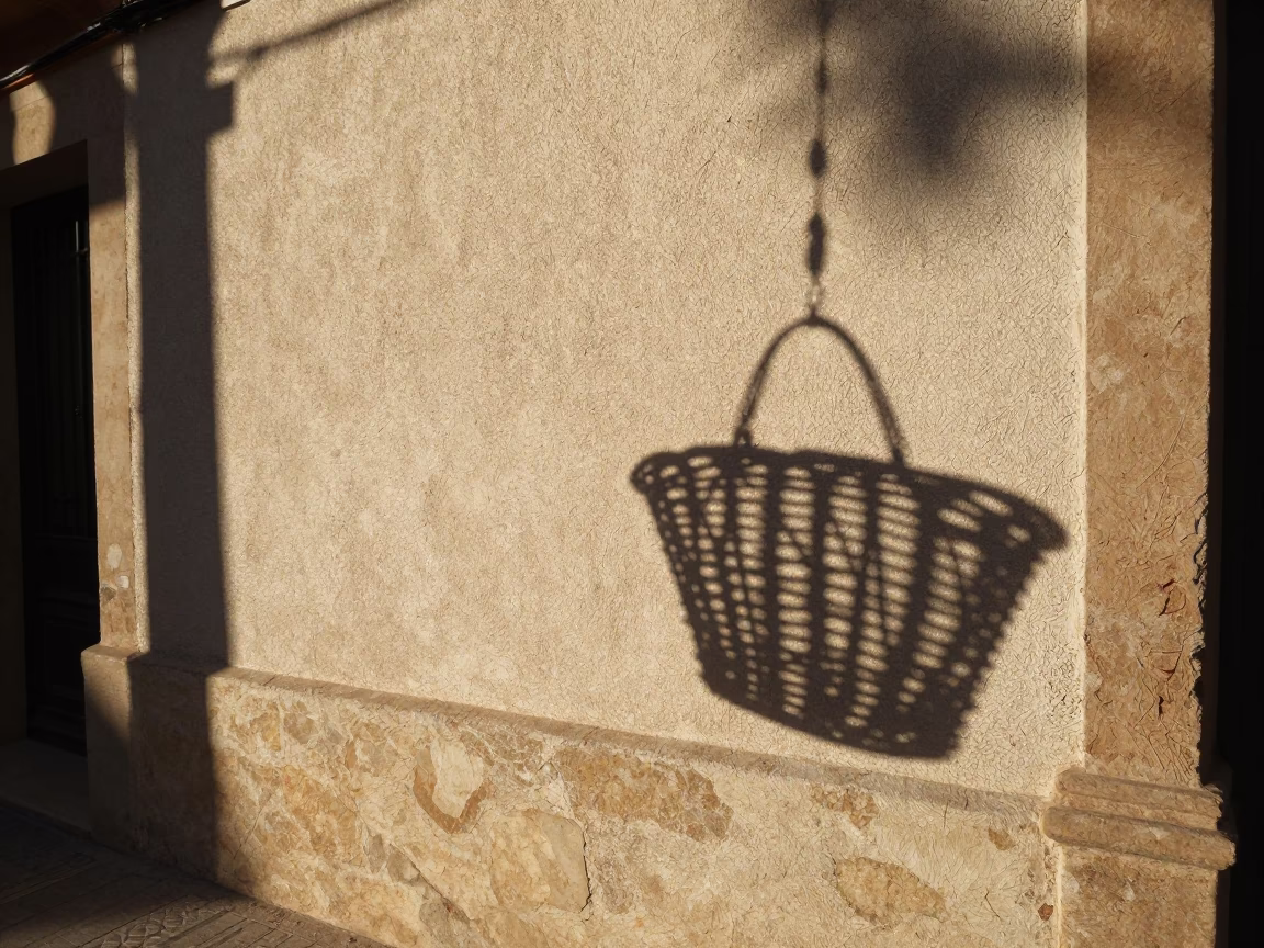 Late Afternoon Street Scene in Valencia Spain with Wicker Shadow and Urban Details in in Valencia, Spain