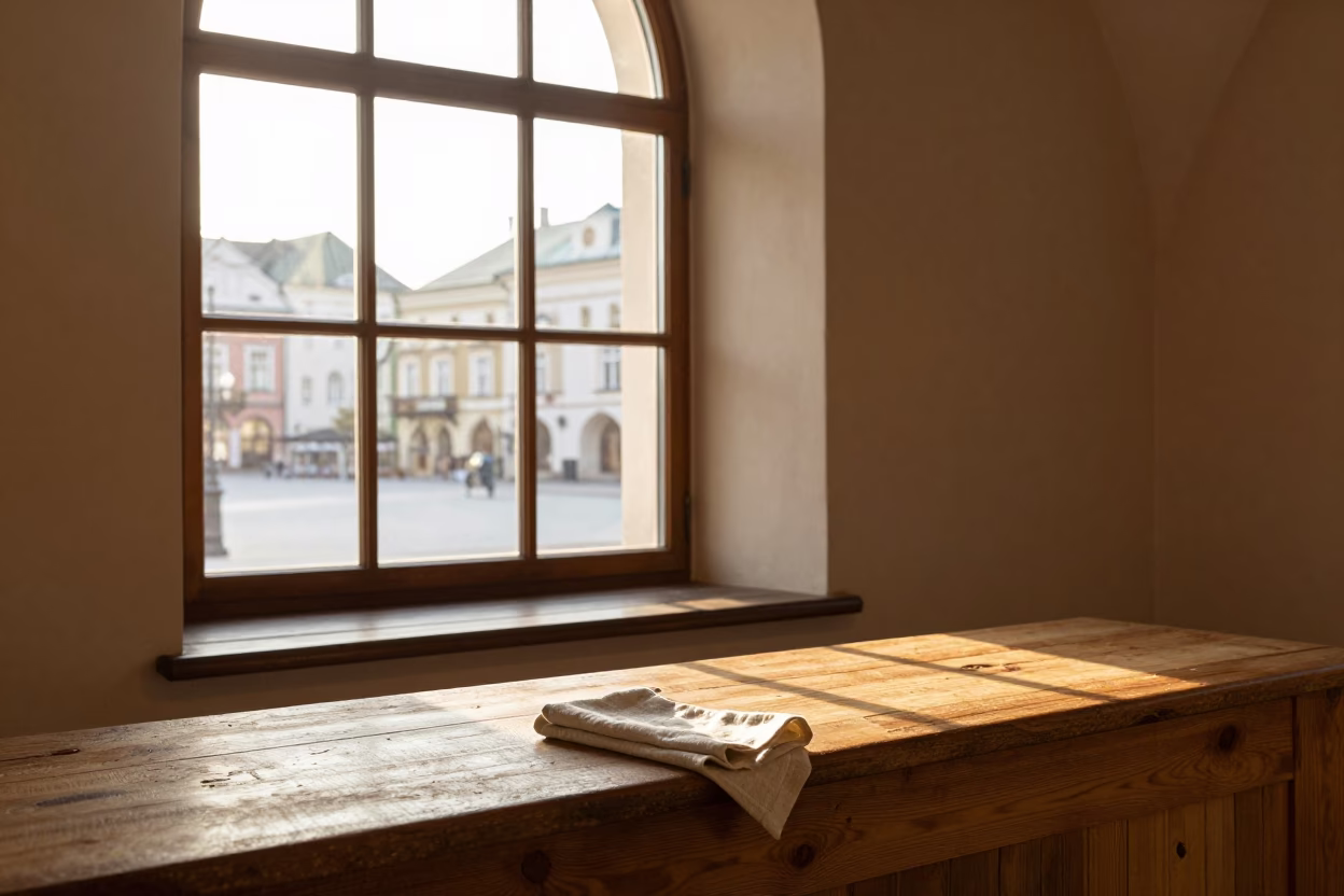 Late Afternoon Sunlight Illuminating a Traditional Polish Bakery Display in Krakow in in Krakow, Poland