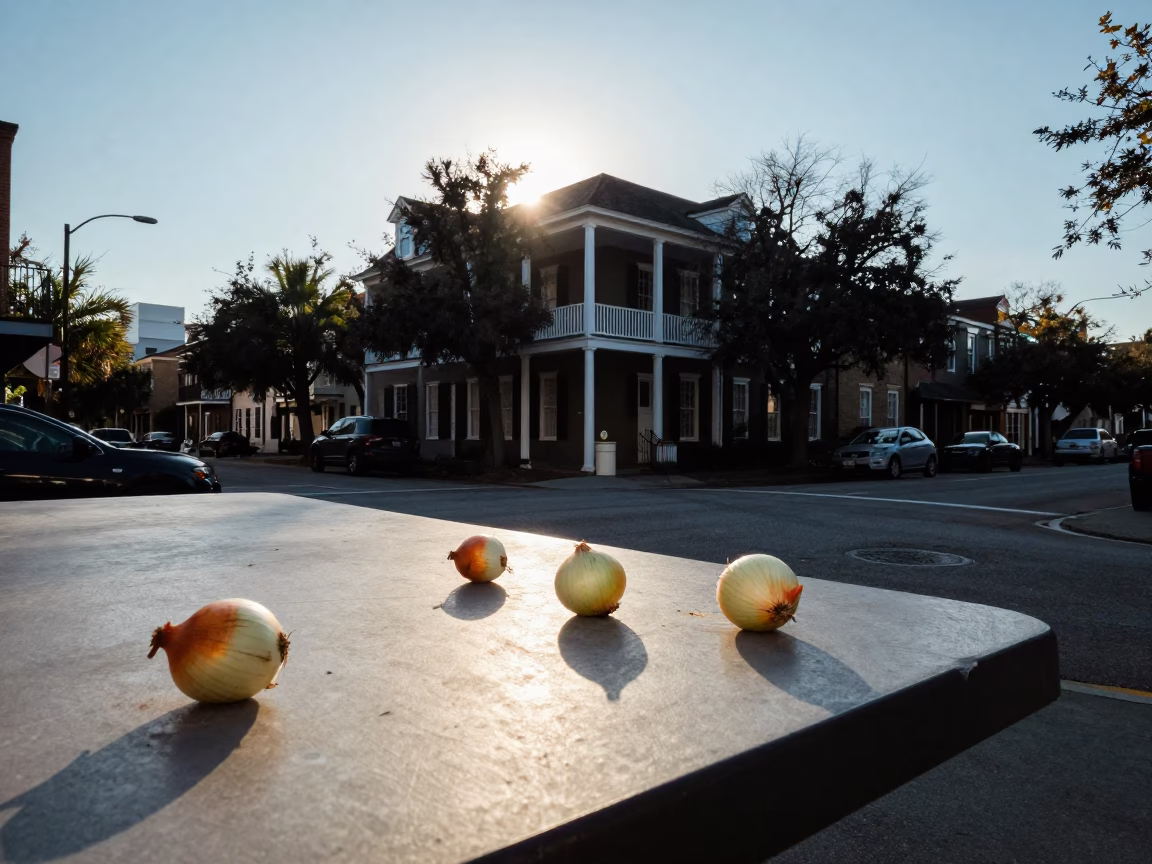 Late Afternoon Sunlight Striking a Tabletop in Historic Charleston South Carolina in in Charleston, South Carolina, United States