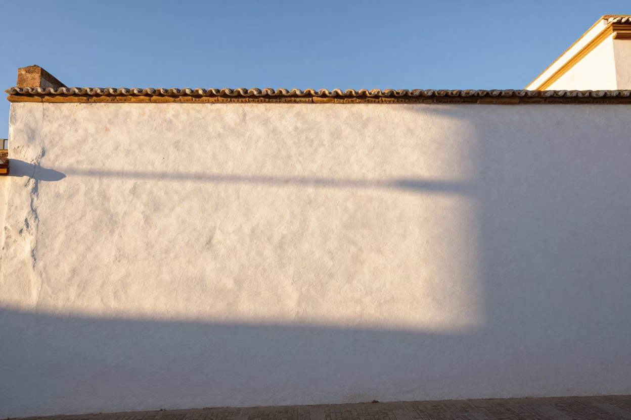 Late Afternoon Sunlight Striking White Wall in Valencia Spain in in Valencia, Spain