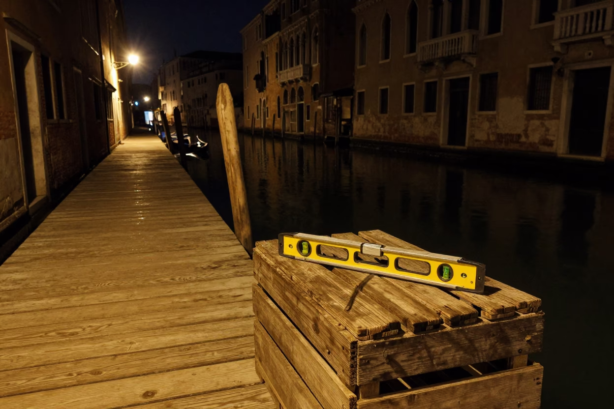 Late At Night Light on Canal Scene in Venice in in Venice, Italy